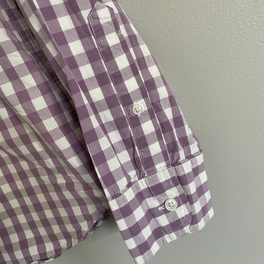 J Crew Shirt Mens Medium Purple Plaid Gingham Light Weight Button Career - Picture 4 of 10